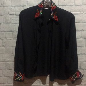 Yves St Clair petites black vintage embroidered
